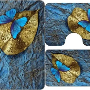 Set 3 covorase antiderapante de baie, Gold Leaf