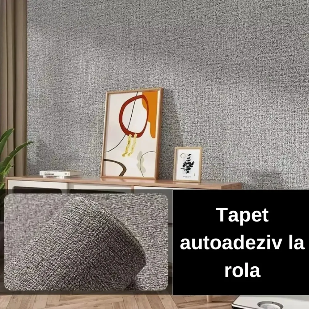 Set 3 x Rola Fototapet 3D Autoadeziv – Design în Relief, Culoare Gri, 280 x 50 cm, PVC