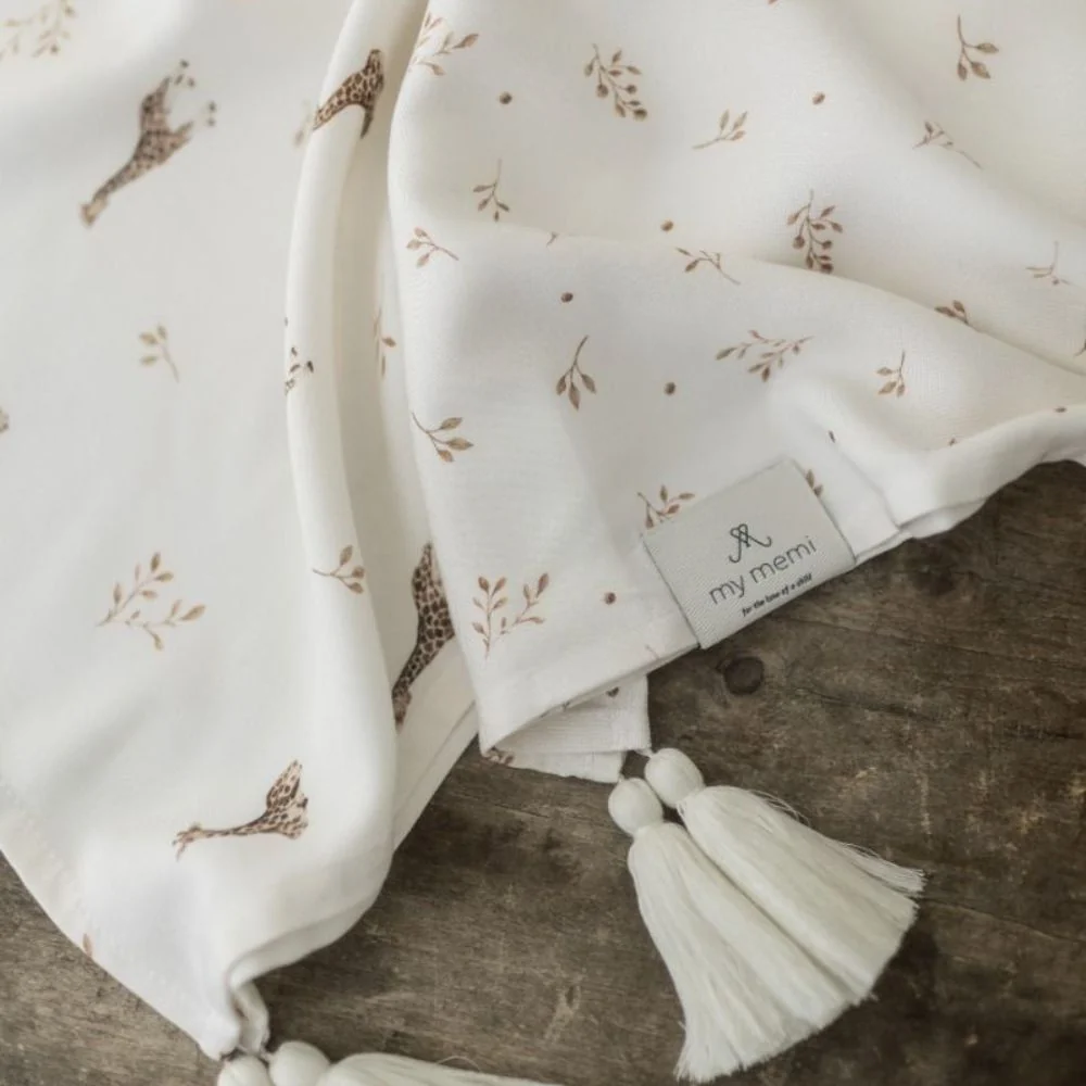 Memi Bamboo lenjerie de pat cu umplutură 75x95 - girafe