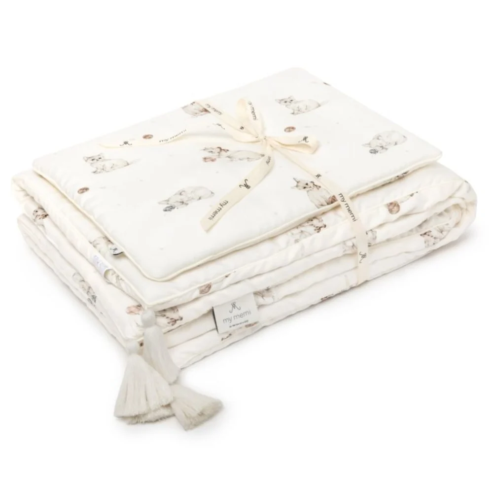 Memi Bamboo lenjerie de pat cu umplutură 75x95 - pisoi