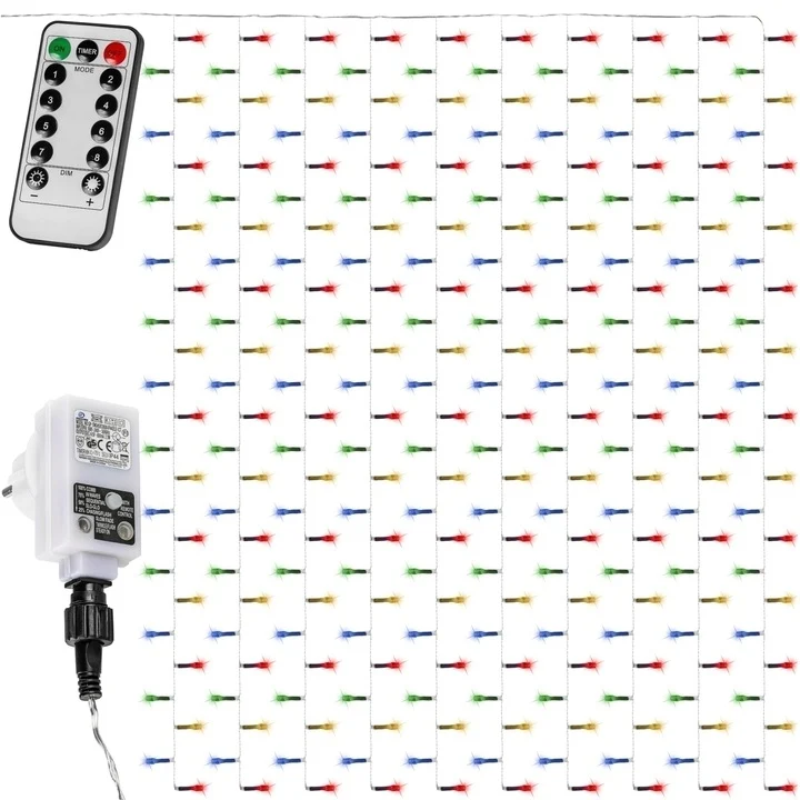 Cortina luminoasa, 300 led, 3 x 3 m, colorata