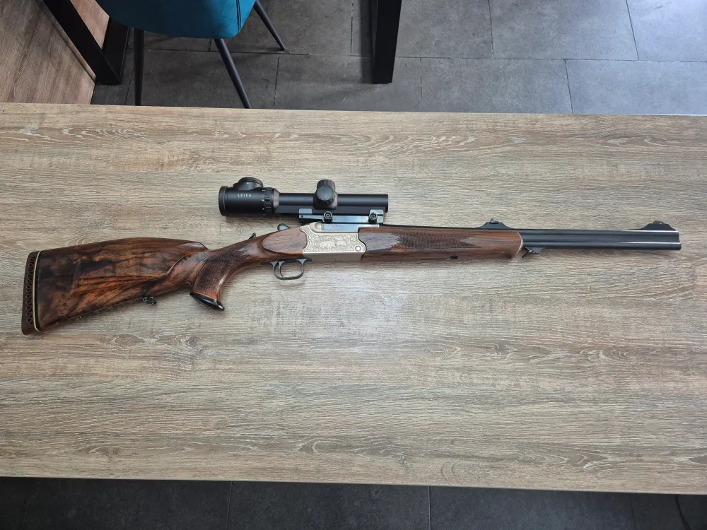 Dublu Express Heym, cal 30R Blaser, obrazar stanga, Leica Magnus 1-6.3x24