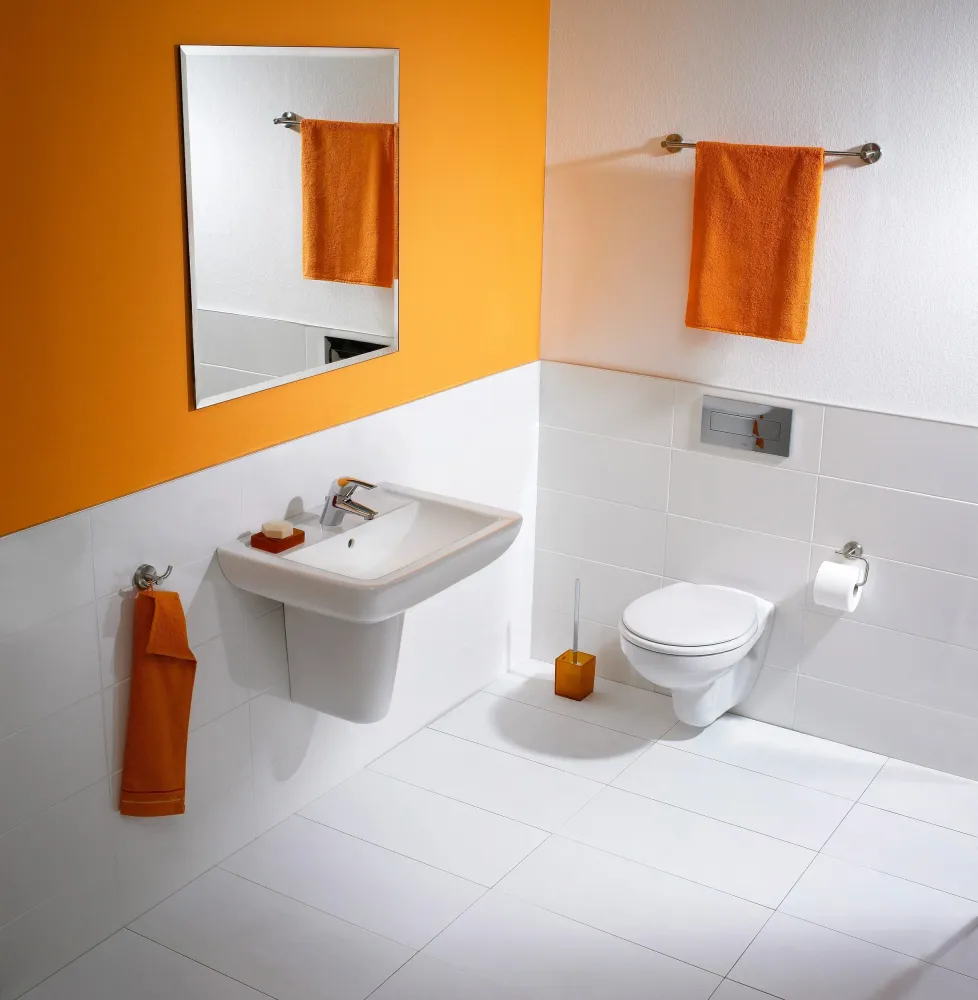 Lavoar suspendat cu picior din ceramica Eurovit Plus, 60x46 cm