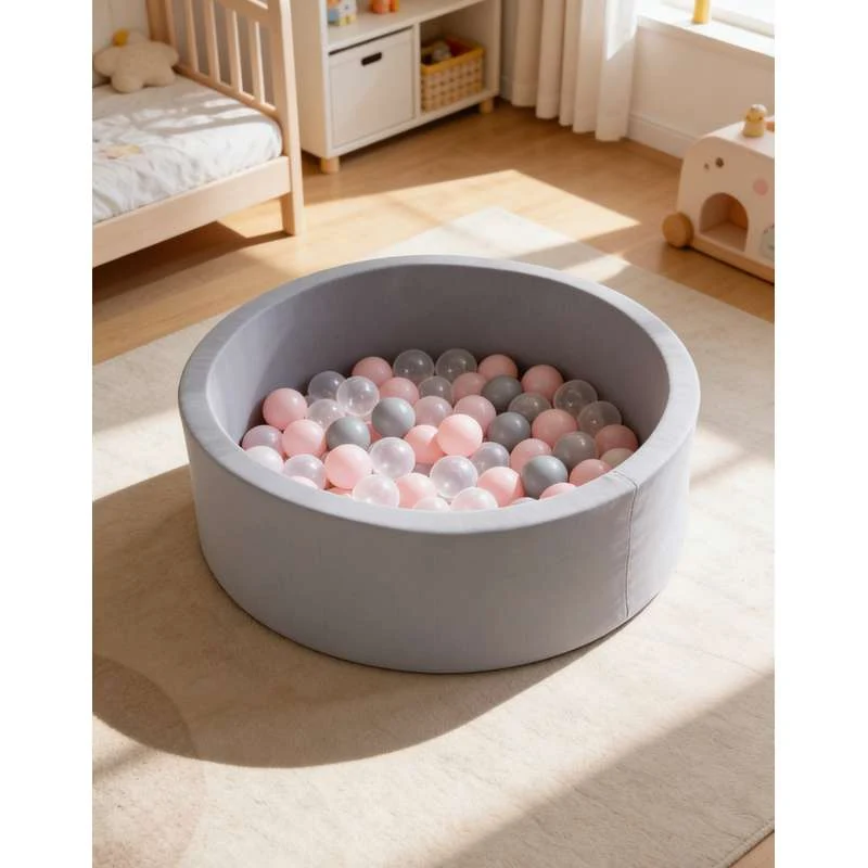 Kid'oh piscină cu bile - 100 Bile - Gri - Alb