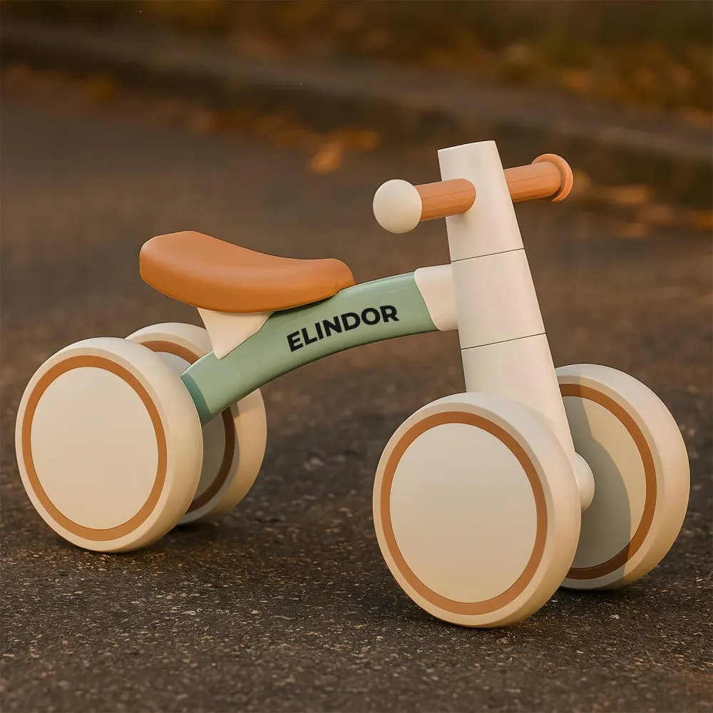 Bicicleta Fara Pedale Elindor® pentru Copii, cu 4 Roti, Usoara, Silentioasa, Robusta, Sa Ergonomica, Dezvolta Echilibrul s...