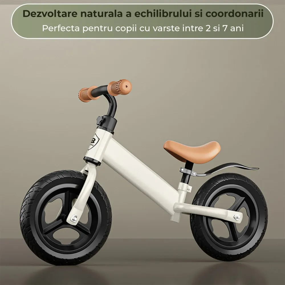 Bicicleta de echilibru Timebox, Fara pedale, Sa reglabila, Instalare rapida, Alb