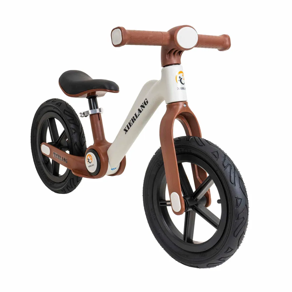 Bicicleta fara pedale, pliabila, pentru copii XIERLANG, roti de cauciuc si scaun reglabil, +3ani, alb si maro Z-TOOLS / ZT...