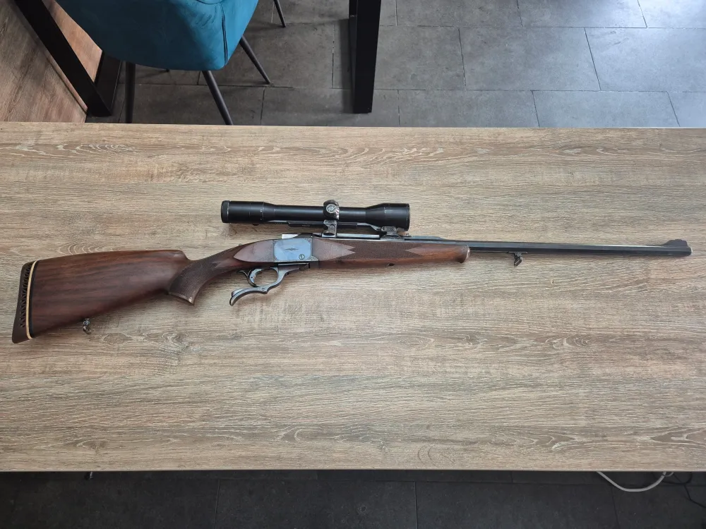 Carabina Heym-Ruger, cal 8x68S, Falling Block action, teava octogonala, Zeiss