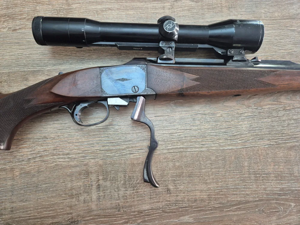 Carabina Heym-Ruger, cal 8x68S, Falling Block action, teava octogonala, Zeiss