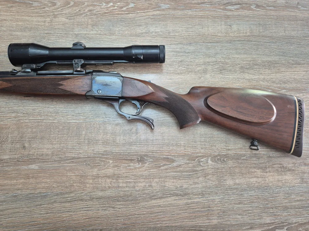 Carabina Heym-Ruger, cal 8x68S, Falling Block action, teava octogonala, Zeiss