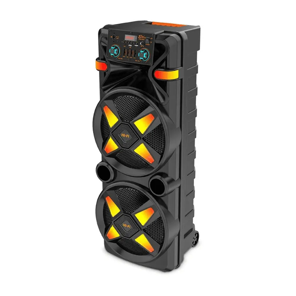 Boxă Portabilă Activă Dual 12 Inch, 80W RMS, Bluetooth 5.0, Karaoke, Microfon Wireless