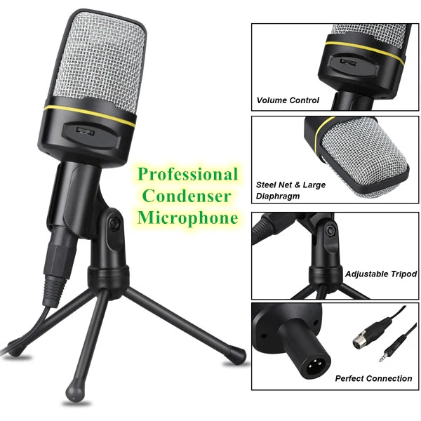 Microfon profesional Andowl QY-920, vlogging si podcast, Negru