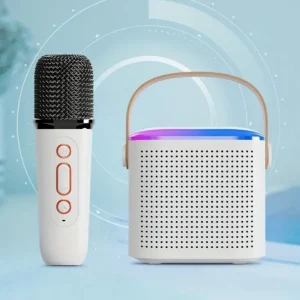Mini set karaoke – difuzor 6W Bluetooth 5.3, microfon wireless, iluminare RGB portabil