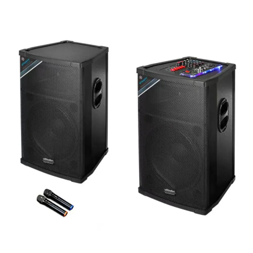 Set Boxe Profesionale VALLIODOR 2005, Putere Maximă 400W, 200W RMS, Microfoane Incluse