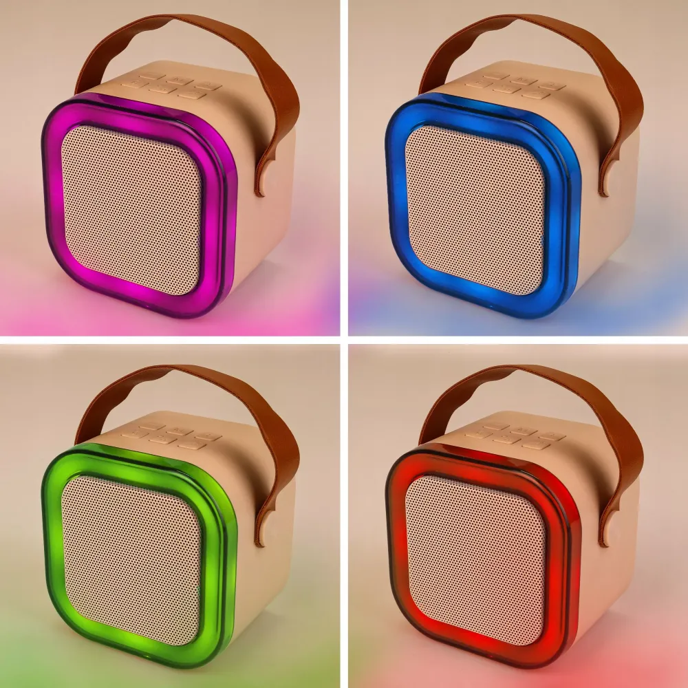 Set karaoke cu boxă și 2 microfoane, iluminare RGB, Bluetooth 5.3, baterie 500mAh
