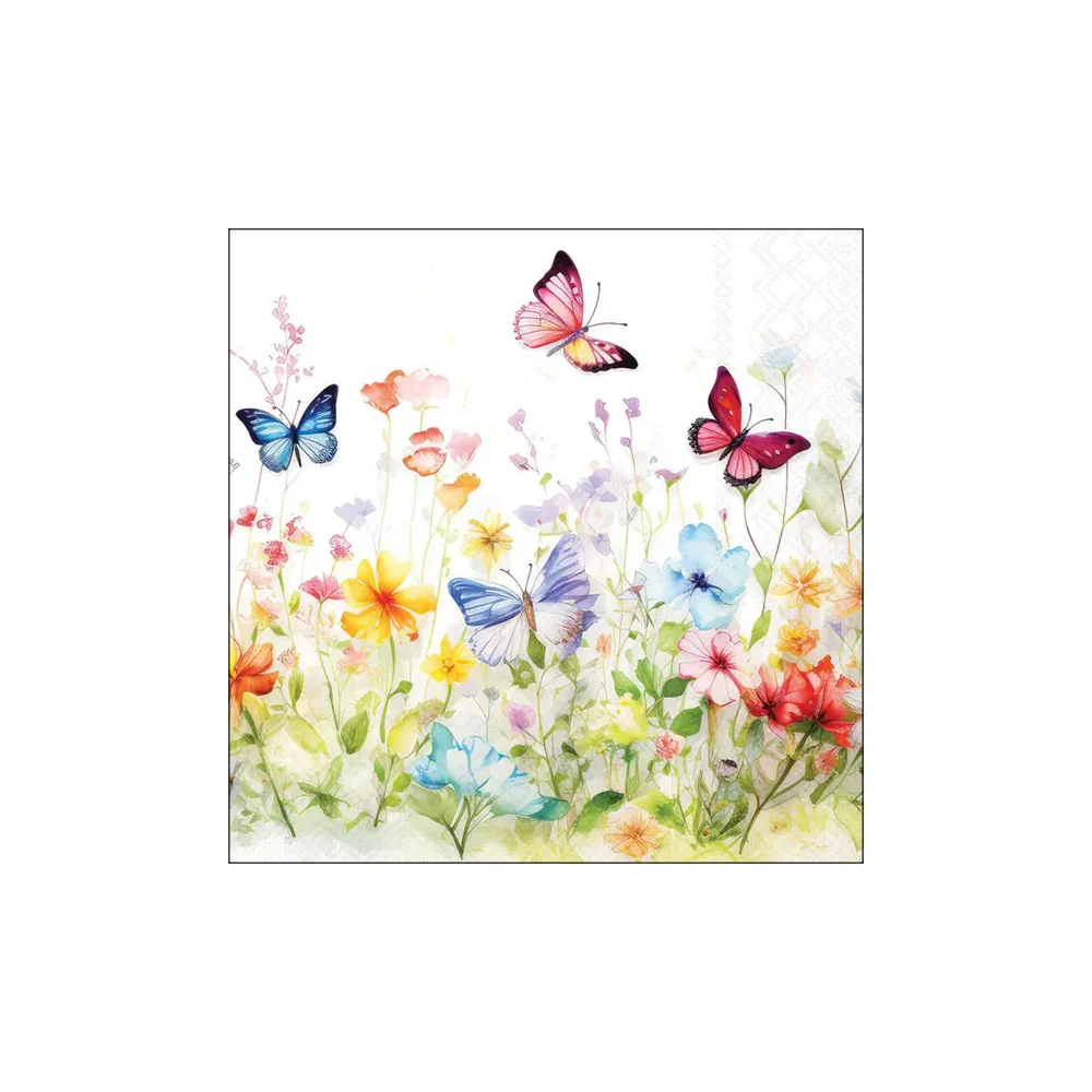 Servetele de masa, 20 buc, 25x25 cm, Butterflies field - AMBIENTE