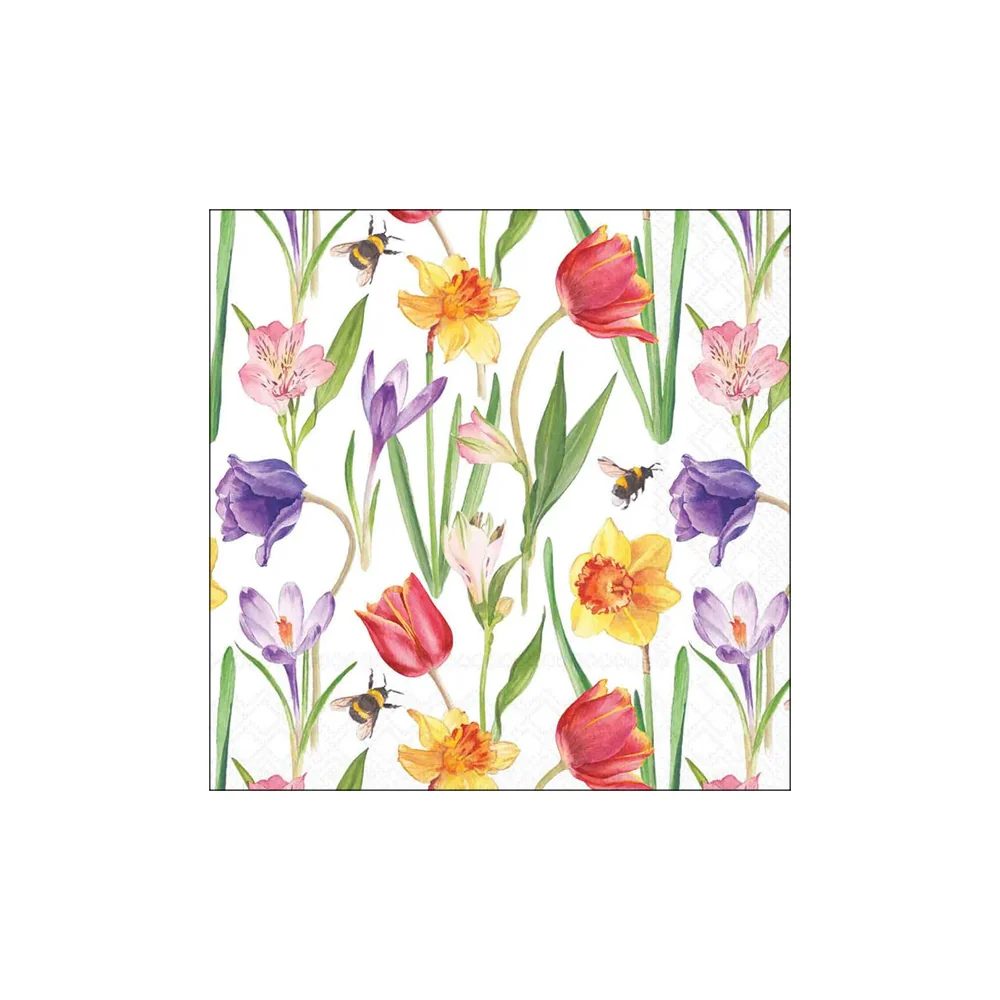 Servetele de masa, 20 buc, 25x25 cm, Flowers Spring - AMBIENTE