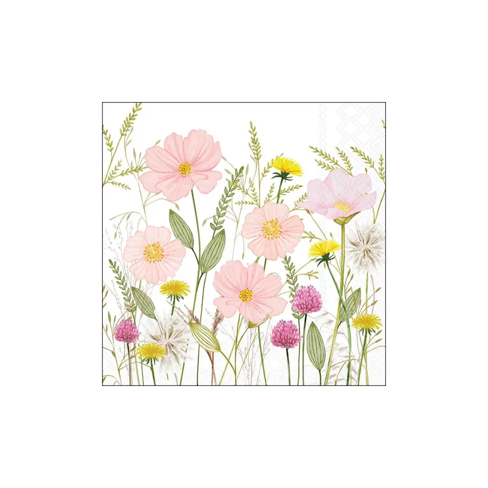 Servetele de masa, 20 buc, 25x25 cm, Pastel Flowers White - AMBIENTE