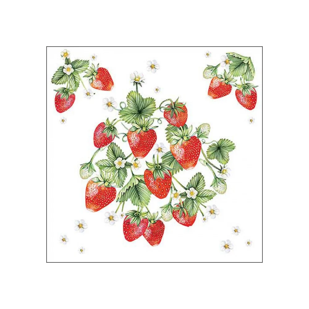 Servetele de masa, 20 buc, 33x33 cm, Bunch Strawberries - AMBIENTE