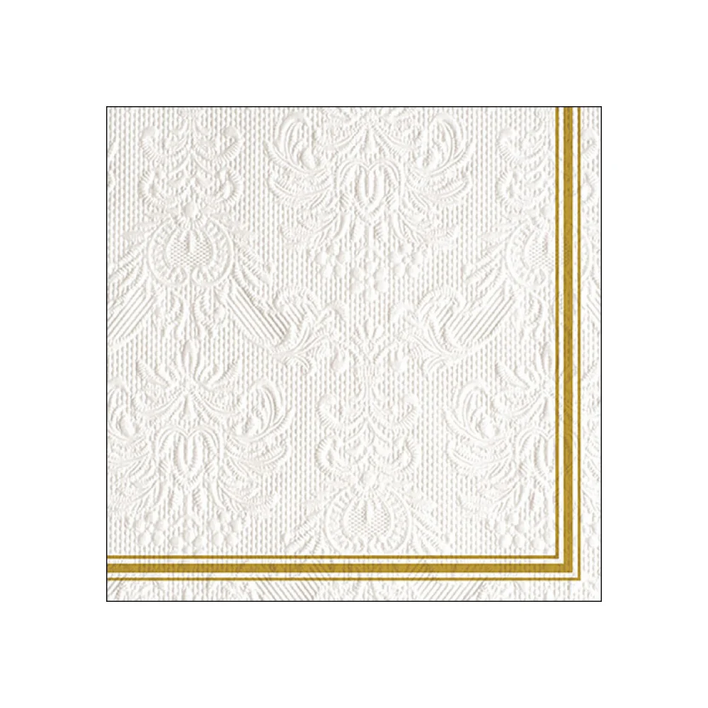 Servetele de masa, 15 buc, 33x33 cm, Elegance Lea White/Gold - AMBIENTE