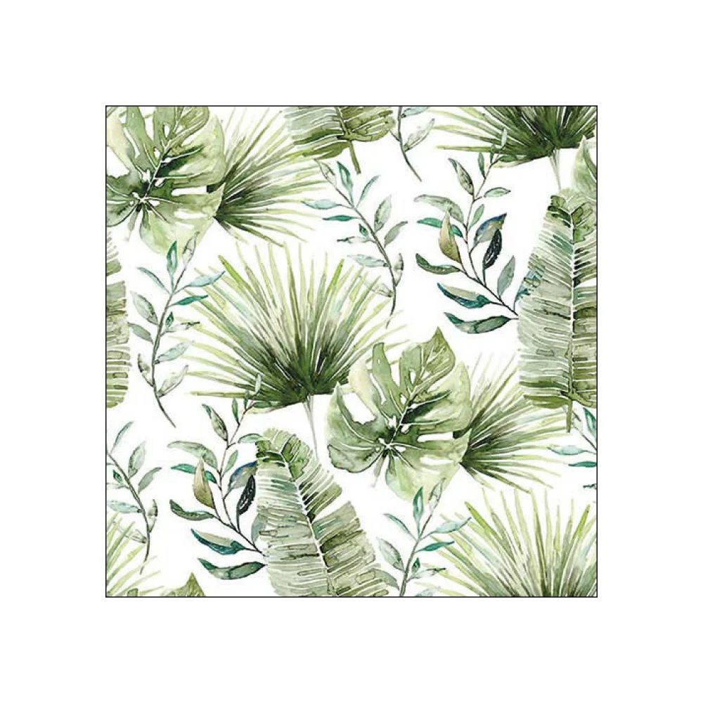 Servetele de masa, 20 buc, 33x33 cm, Jungle Leaves White - AMBIENTE
