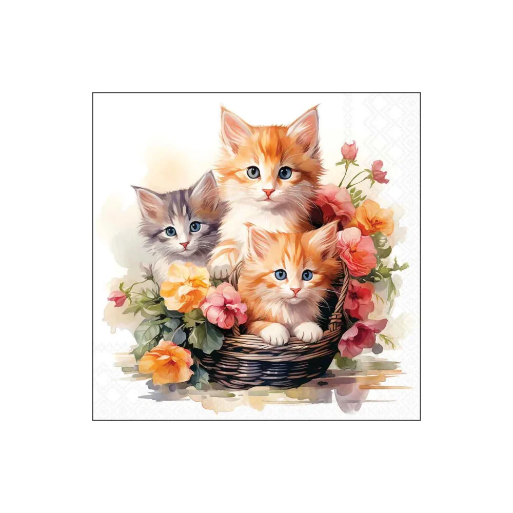 Servetele de masa, 20 buc, 33x33 cm, Kittens basket - AMBIENTE
