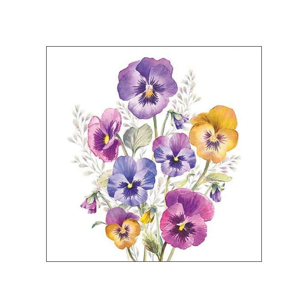 Servetele de masa, 20 buc, 33x33 cm, Pansies - AMBIENTE
