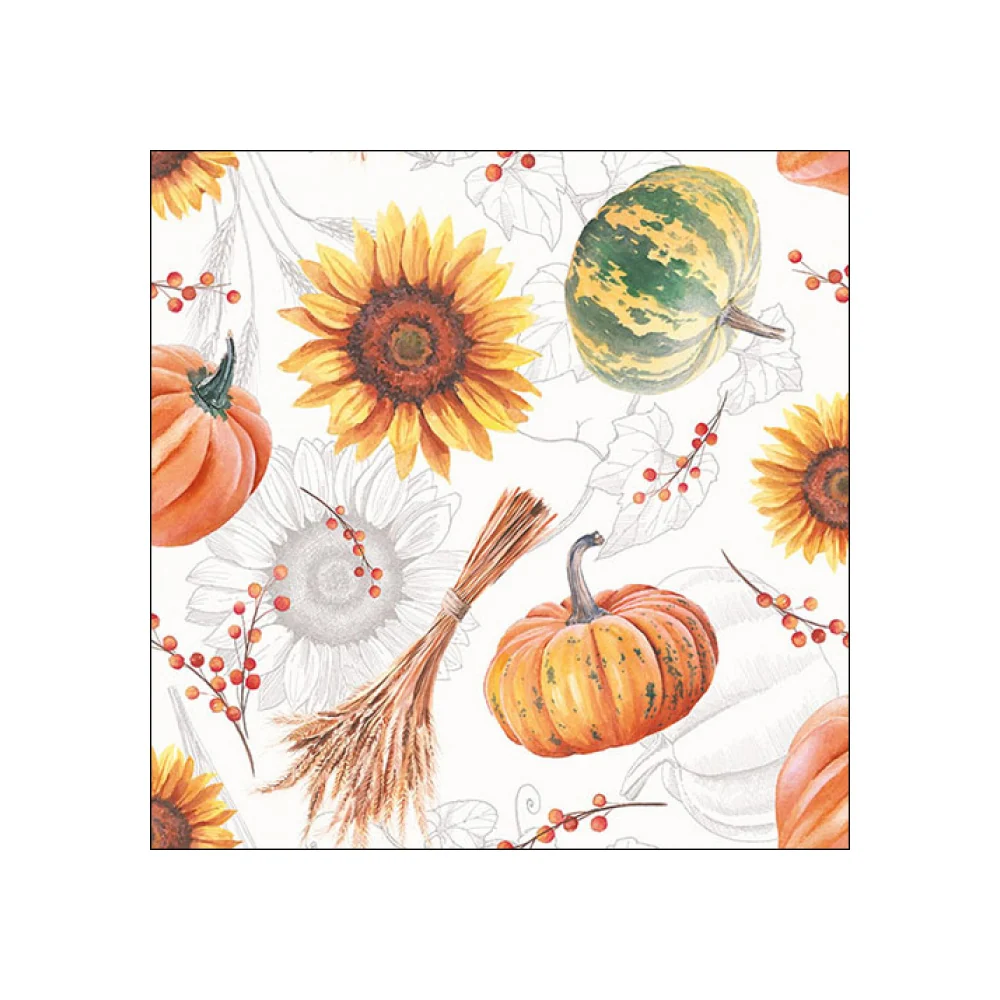 Servetele de masa, 20 buc, 33x33 cm, Pumpkins & Sunflowers - AMBIENTE