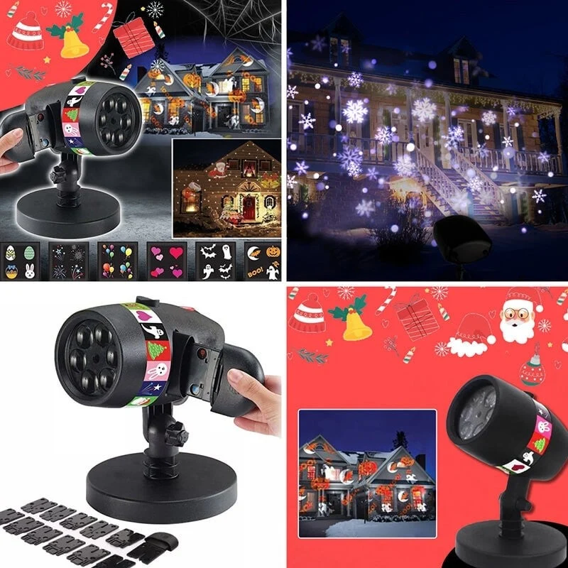 Proiector led de exterior/interior, cu 12 diapozitive diferite, pentru orice ocazie