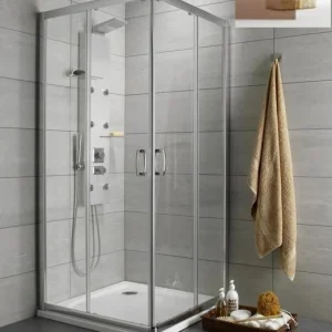 Cabina dus dreptunghiulara cu usi glisante Radaway Premium Plus D 100x80 cm, sticla maro