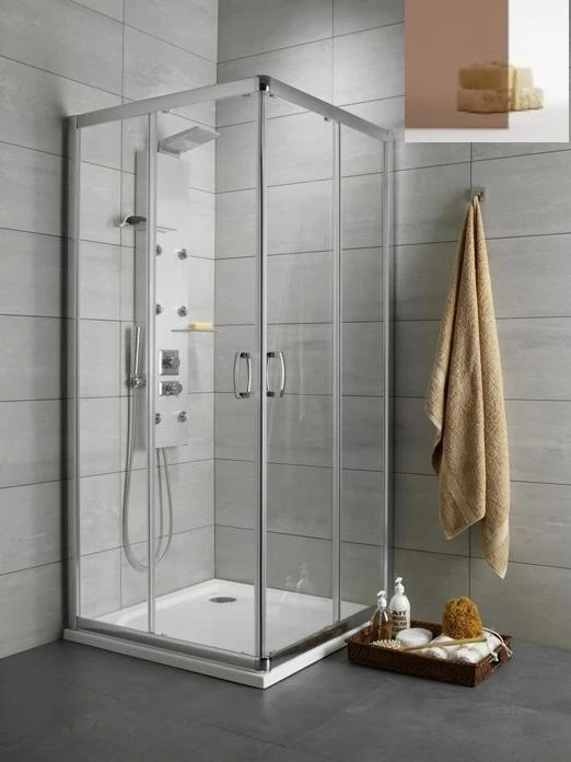 Cabina dus dreptunghiulara cu usi glisante Radaway Premium Plus D 100x80 cm, sticla maro