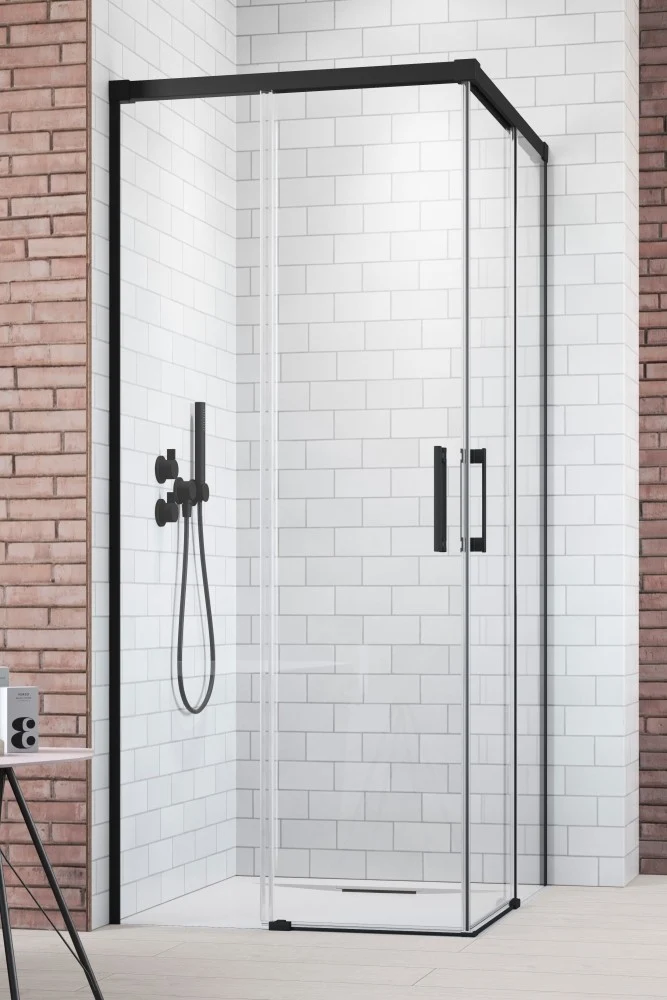 Cabina dus dreptunghiulara cu usi glisante Radaway Idea Black KDD 100x90 cm, profil negru mat