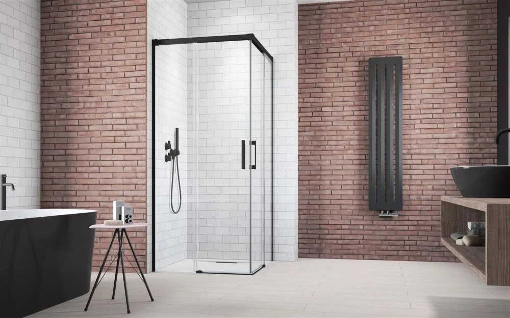 Cabina dus dreptunghiulara cu usi glisante Radaway Idea Black KDD 120x80 cm, profil negru mat
