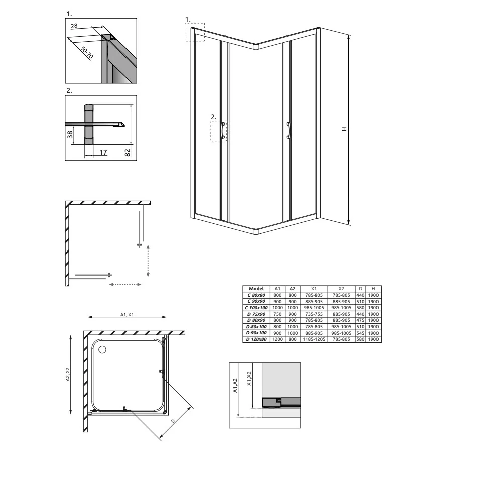 Cabina dus dreptunghiulara cu usi glisante Radaway Premium Plus D 120x80 cm, sticla maro