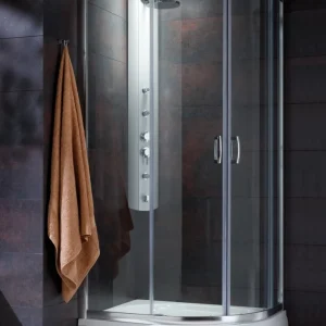 Cabina dus semirotunda asimetrica cu usi glisante Radaway Premium Plus E 1900 100x80 cm, sticla gri