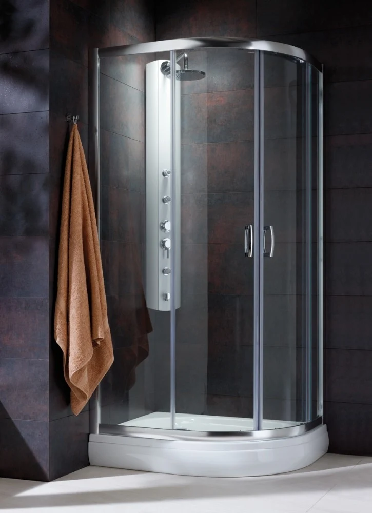 Cabina dus semirotunda asimetrica cu usi glisante Radaway Premium Plus E 1900 100x80 cm, sticla gri