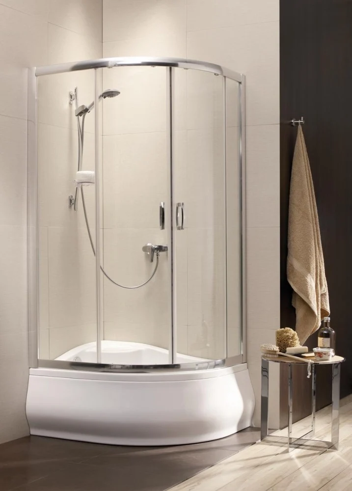 Cabina dus semirotunda asimetrica cu usi glisante Radaway Premium Plus E 1700 120x90 cm, sticla maro