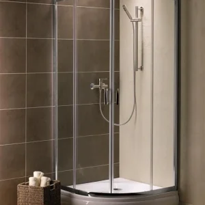 Cabina dus semirotunda cu usi glisante Radaway Premium Plus 1900 100x100 cm, sticla gri