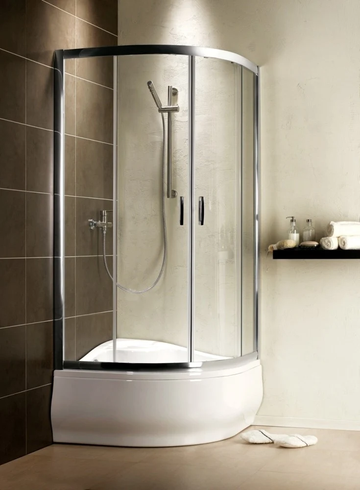 Cabina dus semirotunda cu usi glisante Radaway Premium Plus 1700 90x90 cm, sticla gri