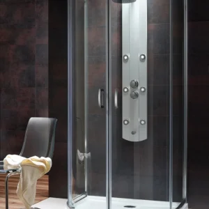 Cabina dus semirotunda cu usi glisante Radaway Premium Plus P 100x90 cm, sticla maro