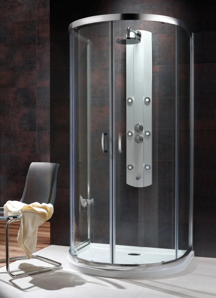 Cabina dus semirotunda cu usi glisante Radaway Premium Plus P 100x90 cm, sticla maro