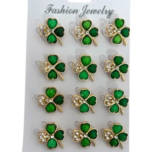 Brose Trifoi Verde Si Strasuru 12/Set