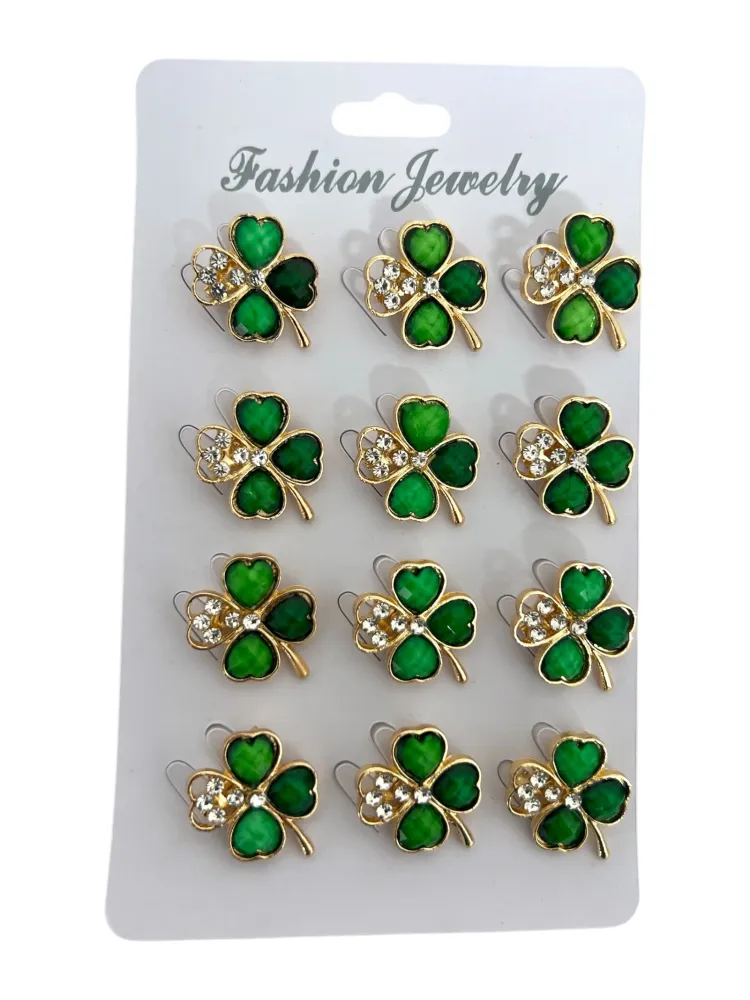 Brose Trifoi Verde Si Strasuru 12/Set