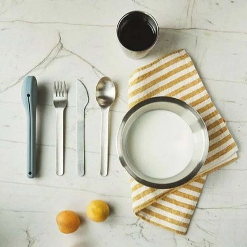 HAPS Nordic Farfurie Picnic - Metalic inoxidabil - 4-Pachet