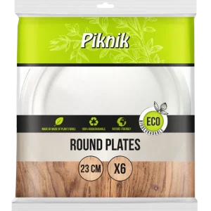 Set ECO Picnic biodegradabil 6 farfurii rotunde 23cm