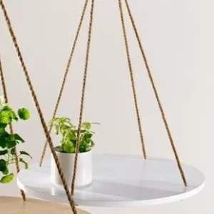 Suport alb suspendat pentru flori din Mdf, 48x40 cm