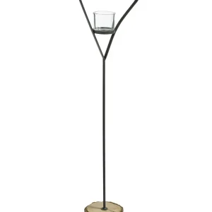 Suport decorativ cu model inima din lemn, sticla si metal, 115 cm