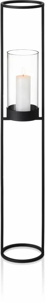 Suport lumanare NERO din sticla si metal, 120 cm inaltime