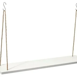 Suport suspendat din Mdf alb cu carlige de prindere, 90 cm