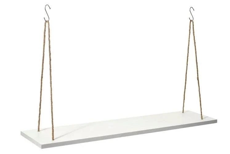 Suport suspendat din Mdf alb cu carlige de prindere, 90 cm